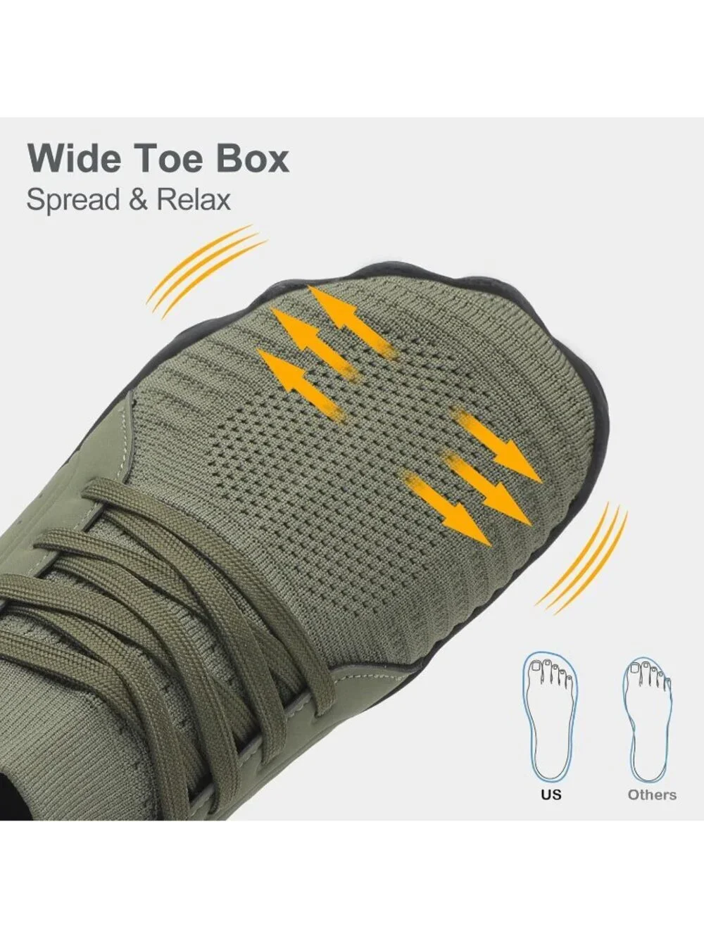 Men's Green Barefoot Trail Running Shoes Minimalist Wide Toe Box Design Non-Slip